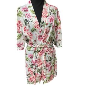 Show Me Your Mumu Women's Robe White Pink Floral Garden of Blooms Sz S